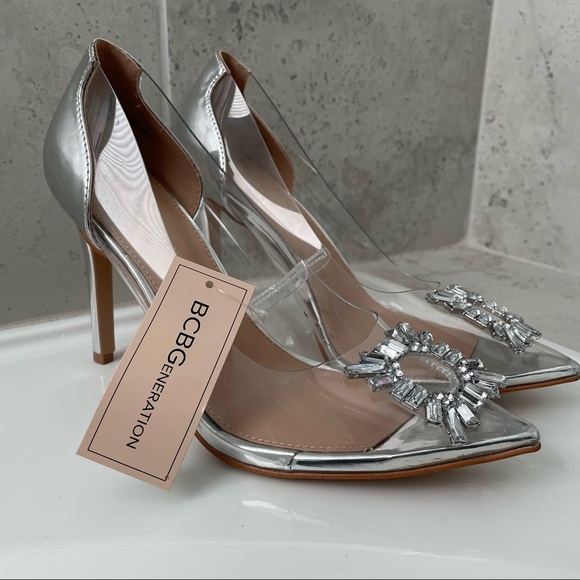 BCBGeneration Clear Rhinestone Ornament Pump Size 8 Women - Picture 8 of 16